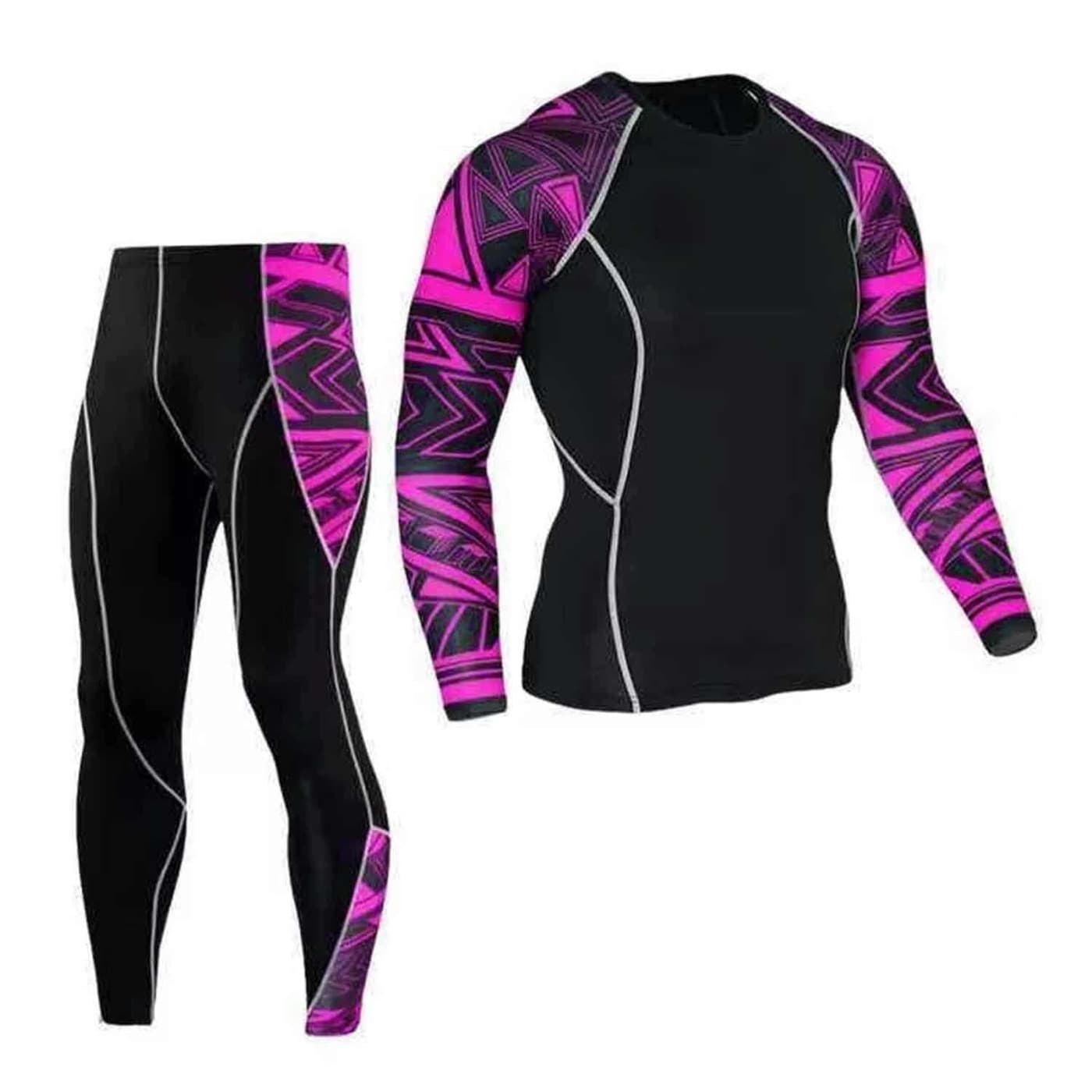 Black and pink custom compression training set with top and leggings