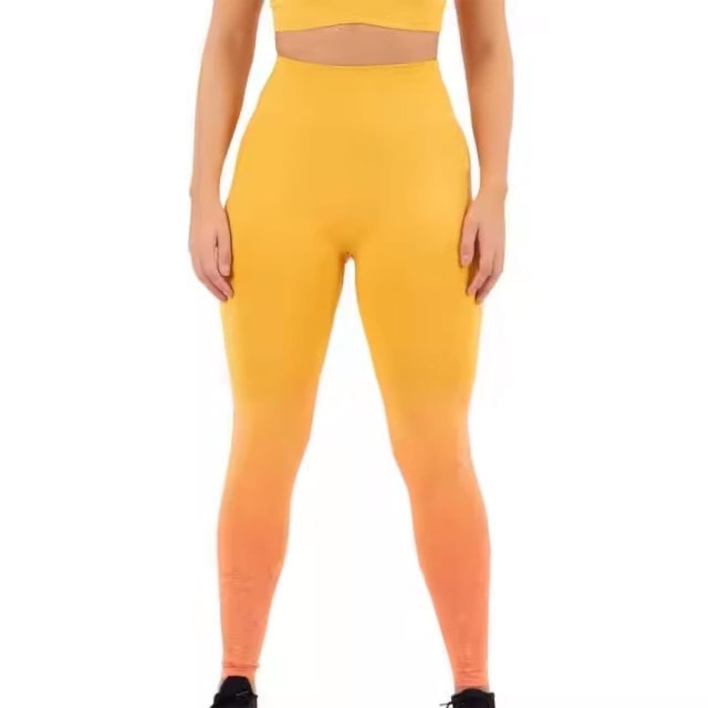 Yellow orange custom gradient fitness leggings sample