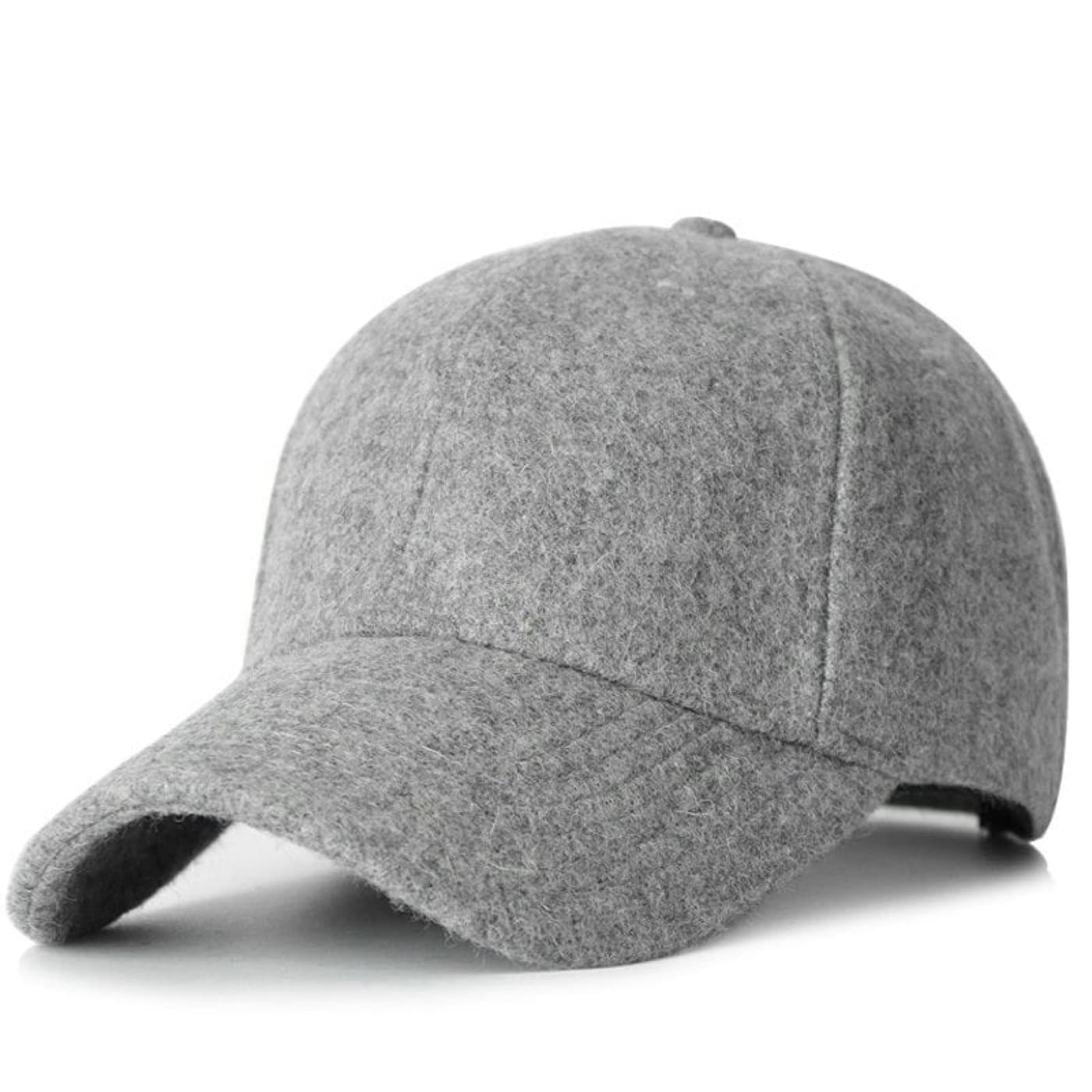 Grey wool custom baseball cap with curved brim