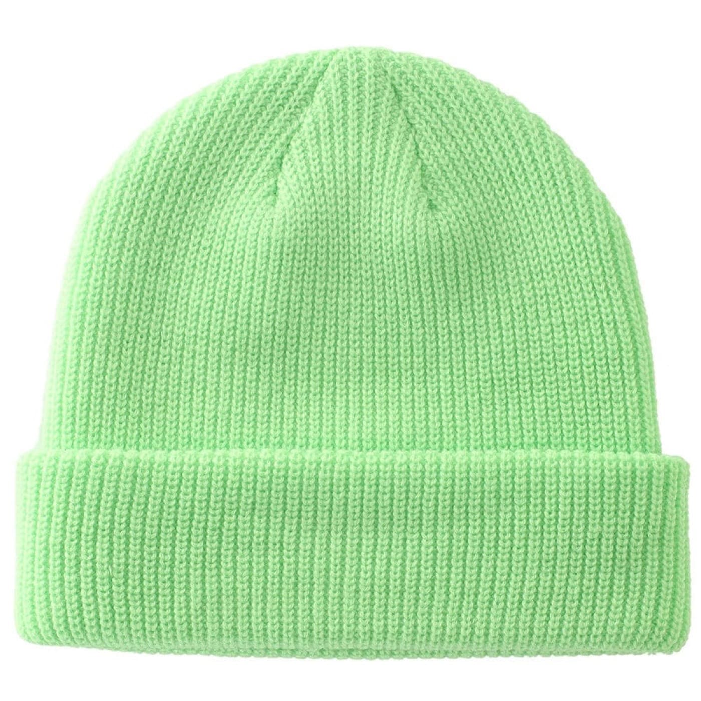 Light green custom rib-knit beanie with folded cuff