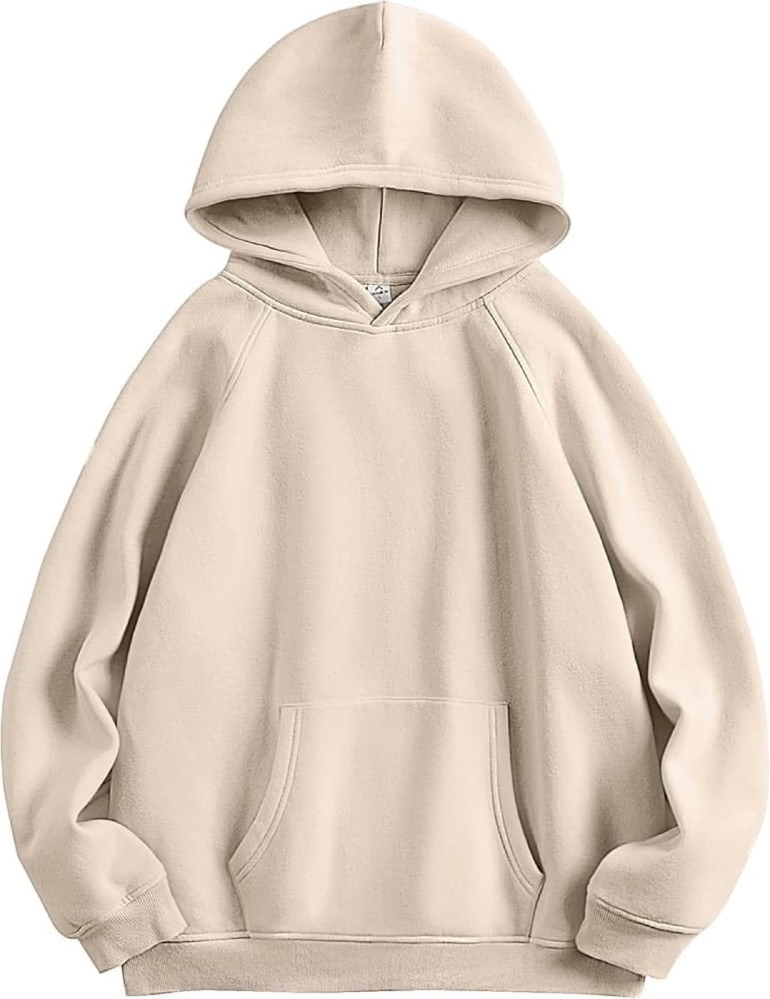Beige custom pullover hoodie with kangaroo pocket