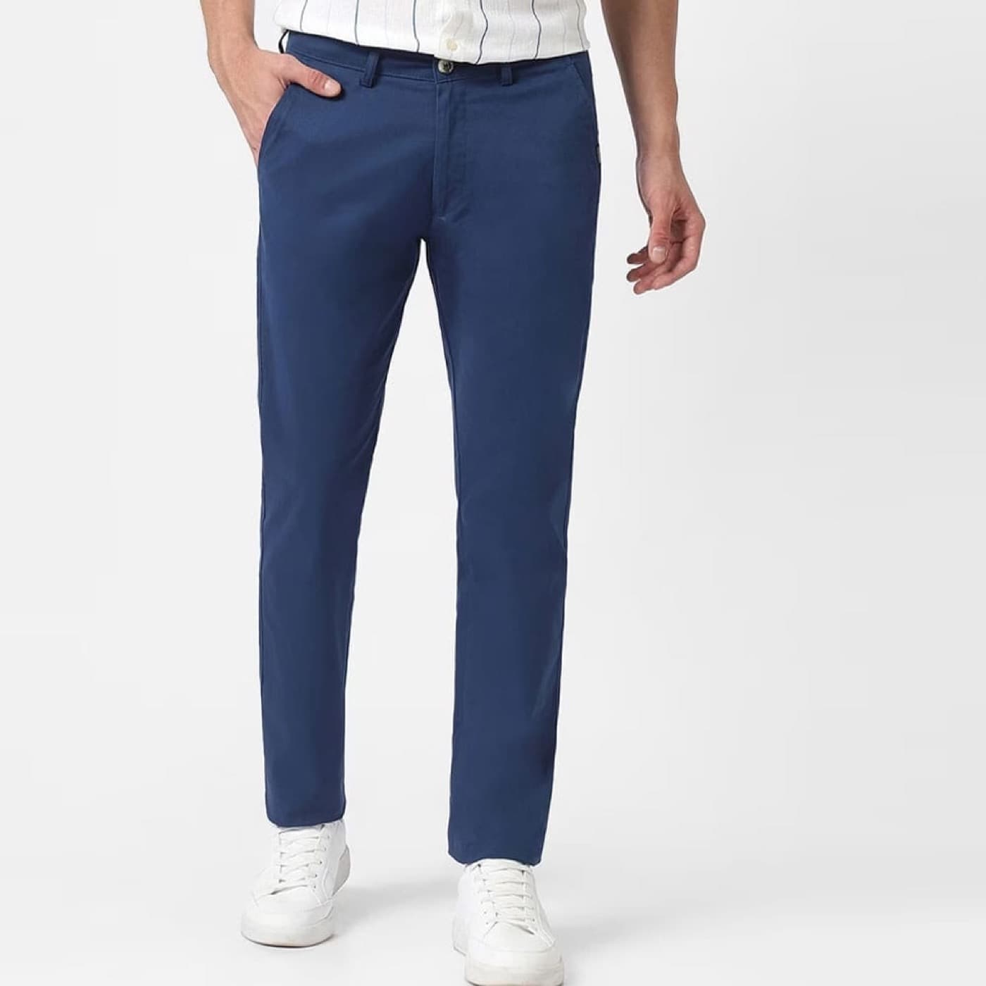 Blue custom performance chino pants sample
