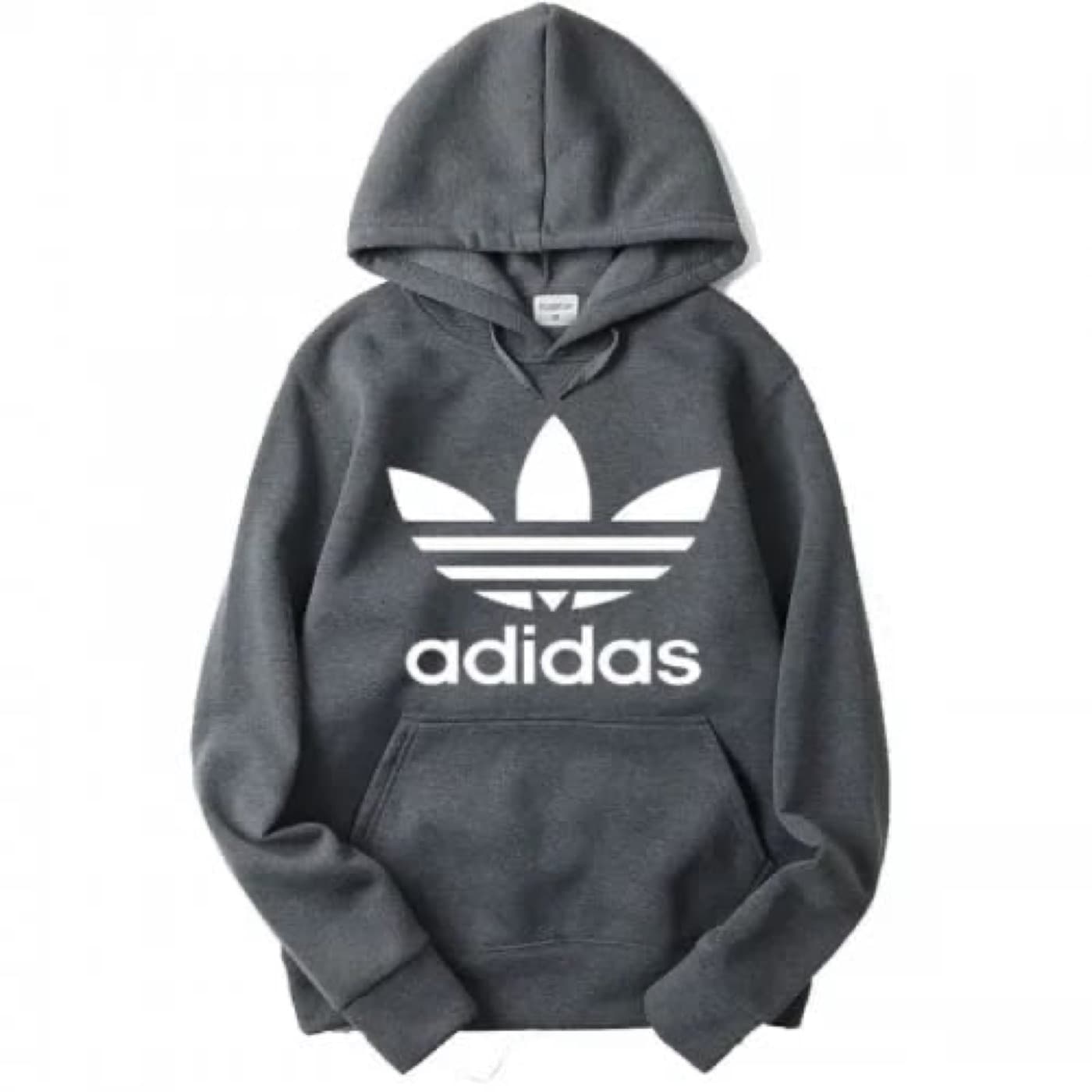 Charcoal custom fleece hoodie with large front logo artwork sample