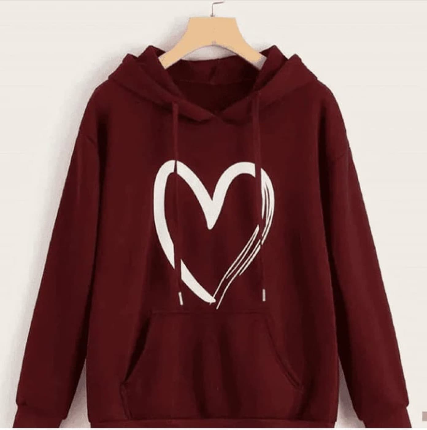 Maroon custom hoodie with white front graphic