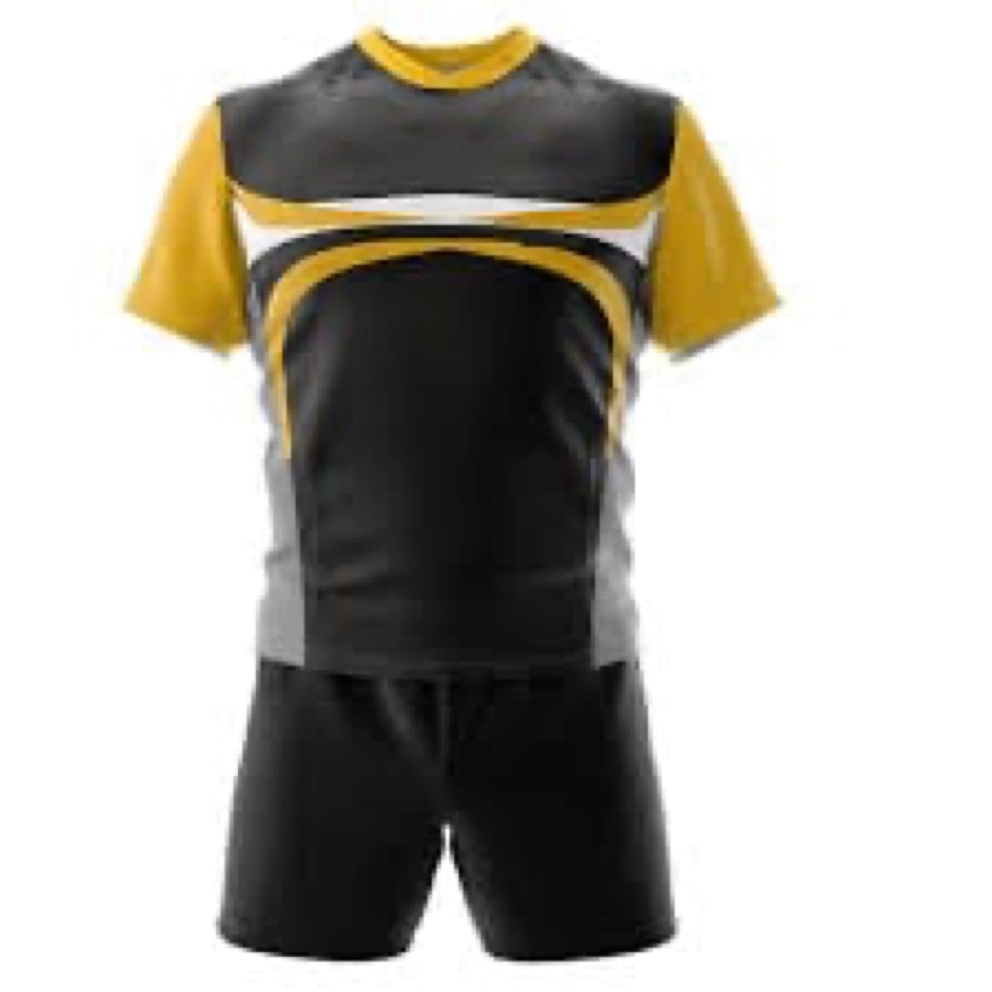 Black and yellow custom rugby uniform sample