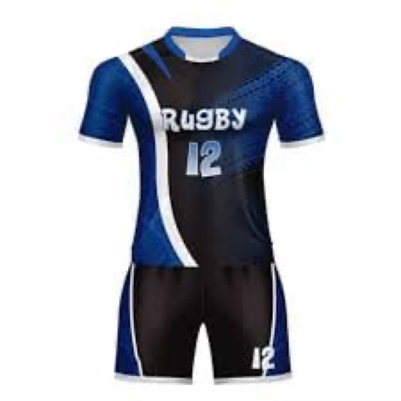 Blue and black custom rugby uniform set